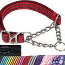 Martingale Dog Collar for Training,Adjustable No Pull Reflective Collar with Chain for Medium to Large Dogs Secure/Comfortable Walking Collar for Night SafetyRed M