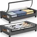 LAMU Under Bed Storage Containers with Wheels, 2 Pack, Hemp Grey