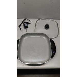 Elite Gourmet EG2212 12"x12"x2.15 Ceralast PFAS Free Ceramic Electric Skillet, Dishwasher Safe, Rapid Heat Up, 1200W, Dark Grey (6 Quart)