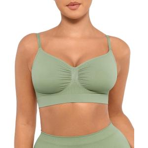 FeelinGirl Bralettes for Women with Support Comfortable Bras No Underwire Seamless Everyday Bras (Large, Mint Green)