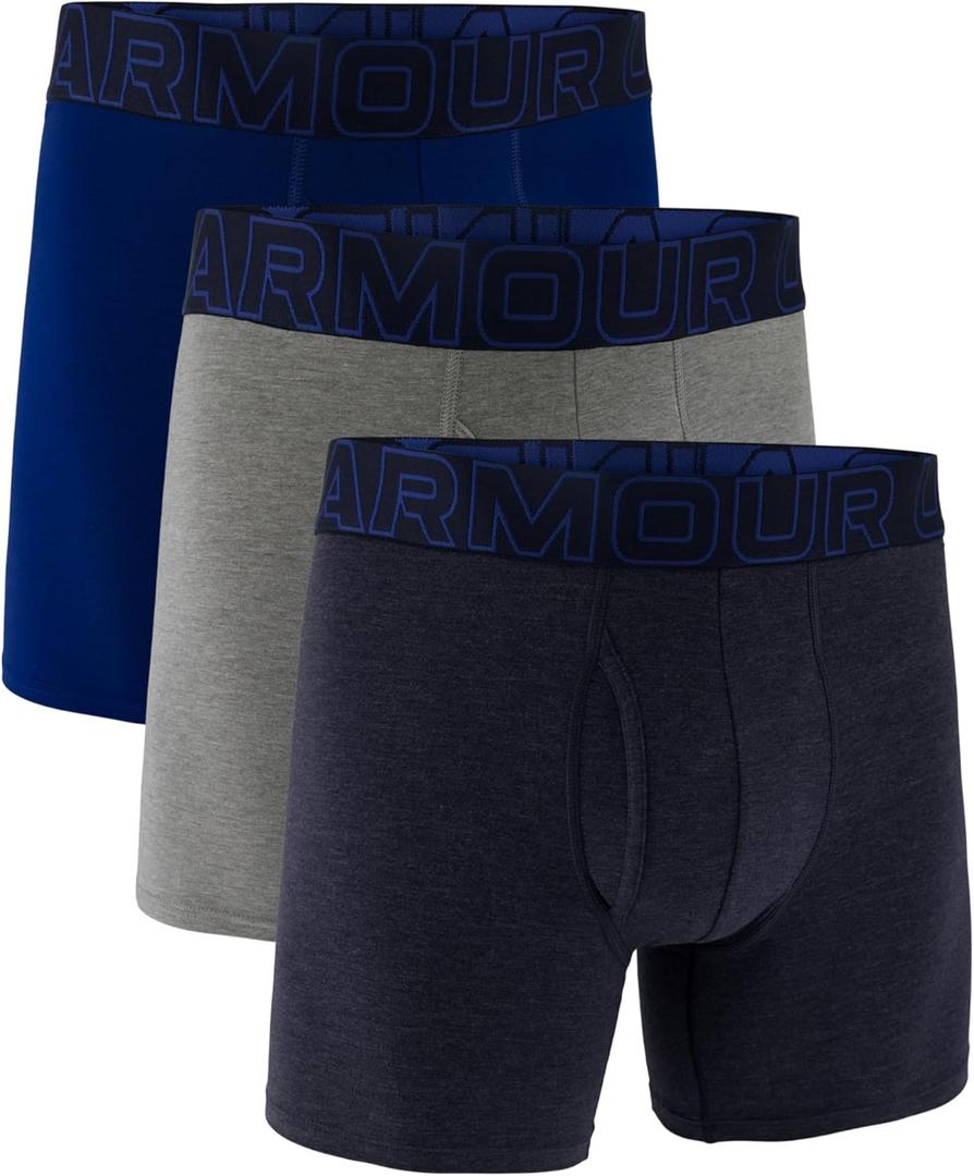 Under Armour mens 3-pack Performance Cotton Boxer Brief, 6" Inseam, All-day Comfort & Ultra-soft (XL)