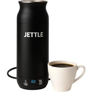 Electric Kettle - Travel Portable Heater for Coffee Tea Milk Soup - Stainless Steel Travel Water Boiler tea pot with Temperature Control - LED - Automatic Power Off - 450ml - Kitchen Appliance (Black)