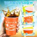 120 Pcs Hawaiian Luau Plastic Cups 16 oz Disposable Tropical Flamingo Palm Leaves Plastic Drinking Cups for Summer Aloha Luau Tiki Party Supplies