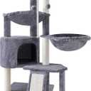Xin Three Layer Cat Tree with Cat Condo and Two Hammocks,Grey