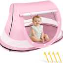 Baby Beach Tent, Pop Up Beach Tent Sun Shade for Beach, UPF 50+ UV Protection Sun Shelters for Infants with Carry Bag for Outdoor Travel, Camping(Pink)