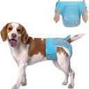 Dono Dog Diapers Female-60PCS, Disposable Pull Up Stretchy Waist Wraps for Female Puppy Dogs in Heat Period Diapers, Super Absorbent 360 Leak-Proof Doggie Training Incontinence (M (Waist 11.5"-19.5"))