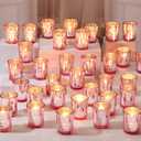 Raiten 50 Pcs Votive Candle Holder Bulk Glass Votive Candle Holder Tealight Candleholder Wedding Centerpiece for Table Home Birthday Anniversary Bridal Shower Party(Rose Gold)