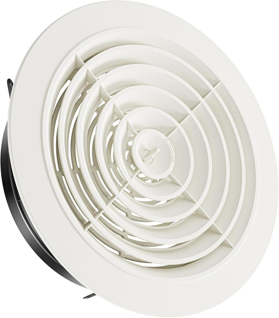 HG POWER 8 Inch Soffit VentRound Air Vent Cover with Louver, ABS Adjustable Ceiling Vent Covers for Living Room, Bathroom, Kitchen, Greenhouse, Ventilation System, White - Opening Size 7.28"