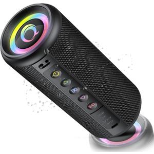 Portable Bluetooth Speaker, 2026 Bluetooth 5.4 Wireless Speaker with 20W HD Loud Stereo Sound, TWS Pairing, 20H playtime, RGB Lights, IP7, Built-in Mic, for Outdoor, Home, Beach, Party, Gift, Black