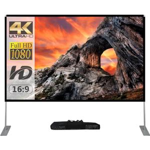 Outdoor Projector Screen with Stand 100 Inch: Portable Projection Screen for Outside Theater Home Backyard Movies