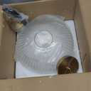 Industrial Vintage Pendant Lighting with Ribbed Glass Lamp Shade and Bronze Finish, Modern Retro Ceiling Light Hanging Lamp for Bedside Dining Table Kitchen Island (Transparent, 11.8")