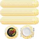 200pcs Gold Placemats Round Disposable Placemats,13 Inch Gold Foil Mesh Place Mats Table Mates Doilies, Thin Mesh Table Runner for Home Decoration Dining Wedding Birthday Party