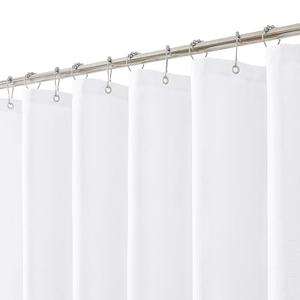 meioro Fabric Shower Curtain, Neutral Linen Textured Shower Curtain Set with 12 Hooks, Boho Farmhouse Bath Decor 230GSM Heavy Duty Polyester Cloth Shower Curtains for Bathroom, 72Wx84H, White