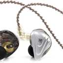 Linsoul KZ ZSX 5BA+1DD 6 Driver Hybrid in-Ear HiFi Earphones with Zinc Alloy Faceplate, Recessed 2 Pin Detachable Cable for Audiophile Musician (Without Mic, Black)