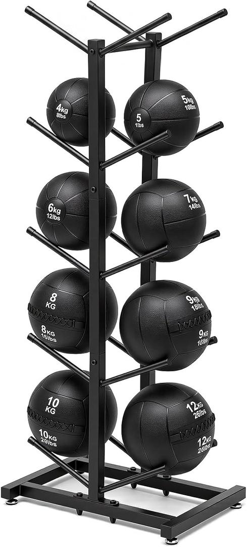 Sintuff Medicine Ball Rack Storage Metal Durable Tree Holds 10 Slam Balls Vertical Gym Organizer Stand Holder for Organized Gym Fitness Studio
