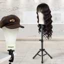 Wig Stand with Head, 22 Inch Canvas Wig Head with Stand for Wigs, Canvas Mannequin Head, Manikin Head Block Set for Wigs Making Display with Wig caps, T Pins, C Bristle Brush