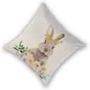 Easter Pillow Covers 18x18 Set of 2, Bunny Easter Floral Throw Pillow Covers Spring Farmhouse Decorative Linen Cushion Cases for Home Sofa Outdoor Decor