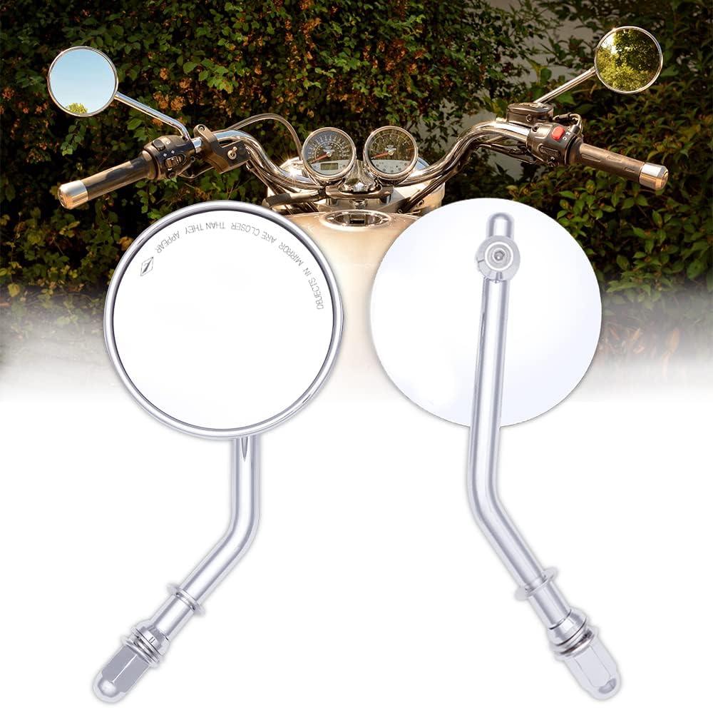 DREAMIZER 8mm 10mm Universal Rear View Mirrors Chrome 3" Round Handlebar Side Mirrors for Cafe Racer Bobber Chopper Street Glide V Star XVS CB500 CB600 CB1000 CB1300