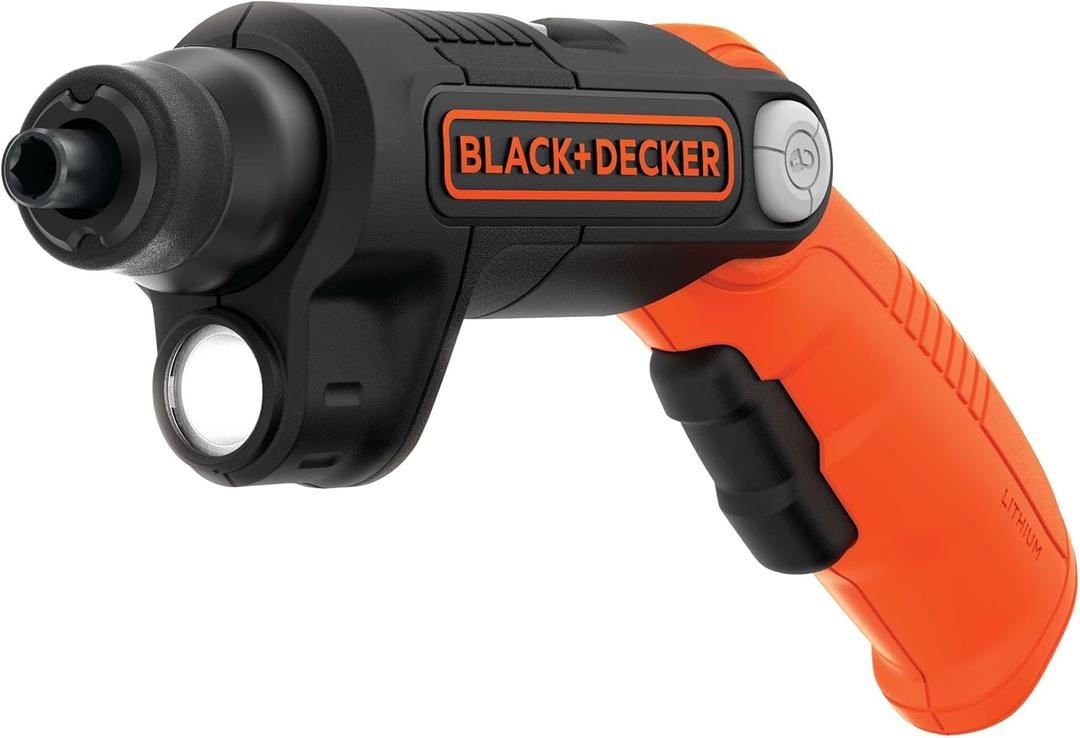 BLACK+DECKER Cordless Screwdriver with LED Light 4V MAX, Electric Screwdriver with 2 Pcs Bit Set (BDCSFL20C)