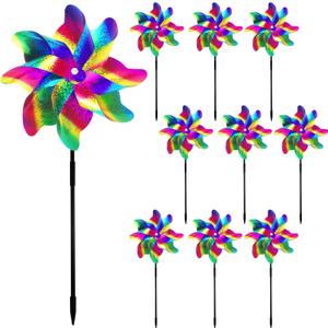 Reflective Bird Repellent Pinwheels, 7.1 inches in Diameter,Gradient Color 8-Blade Reflective Windmill, Outdoor Bird Deterrent, High Reflective Effect, for Yard, Balcony, Garden, Scare Birds. (Silver Dot)