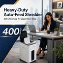 Heavy Duty Paper Shredder 400-Sheet Auto Feed P5 Micro Cut | 8Sheet Manual Feed |50L Bin | Jam-Resistant Commercial Shredder for Home Office Small Business