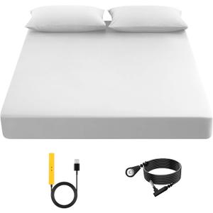 Grounding Sheet, 90% Organic Cotton + 10% Pure Silver Organic Fitted Grounded Sheet for Improved Sleep, Connected Earth Energy - Healthy Sleep Therapy (White, (60.2 * 80 * 15.5inch))