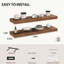 Vivelove 24 Inch Floating Shelves Wall Mounted for Display, 6.5 Deep Duty Shelves with Invisible Brackets for Living Room,Bedroom,Kitchen, Bathroom Storage & Decor,24" Wx6.5 Dx1.4 H - Rustic Brown
