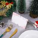 Whaline 100 Pcs Christmas Place Cards 4.7 x 3.1 Inch Winter Snowflake Pink Floral Tent Cards Watercolor Blank Table Name Sign for Xmas Holiday Party Table Setting Supplies