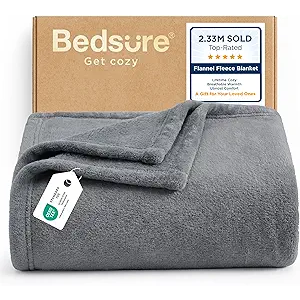 Bedsure GentleSoft Fleece Blanket Twin Size Grey - 300GSM Lightweight Plush Fuzzy Cozy Soft Warm Blanket for Bed, Sofa, Couch, Travel, Camping, 60x80 inches