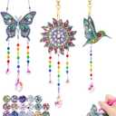 Arts and Crafts for Kids Ages 6-12, Birthday Gifts for 6 7 8 9 10 11 12 Year Old Girls, DIY Diamond Painting Kits for Kids Teens Adults, Butterfly Sun Hummingbird Wind Chimes for Home Garden Decor