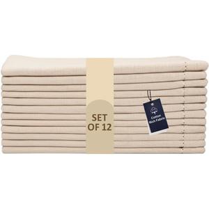 LFH Home Cloth Dinner Napkin Textured Cotton Flax Linen Hemstitched Napkin Set of 12, Machine Washable for Farmhouse, Living Room, Christmas, Family Gathering, 18x18 Inch Natural