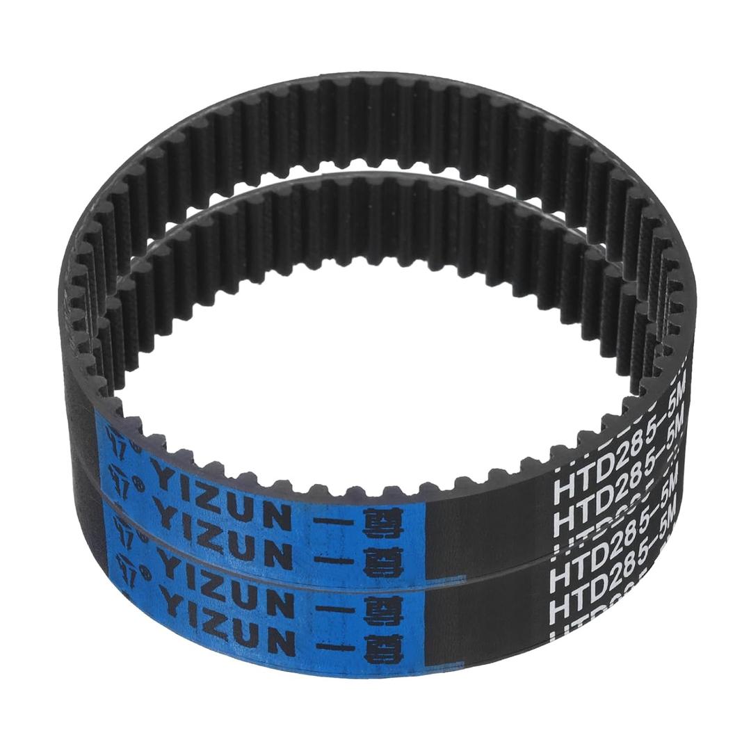 uxcell 2pcs HTD-5M Rubber Timing Belt 57 Teeth, 285mm Pitch Length x 15mm Width x 3.6mm Height, Closed Loop Pulley Timing Belt