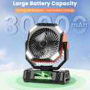 Camping Fan Rechargeable - 30000mAh Battery Powered Misting Fan for Outdoor Beach Tent - Portable Battery Operated Tent Air Conditioner for Camping - Glamping Essentials