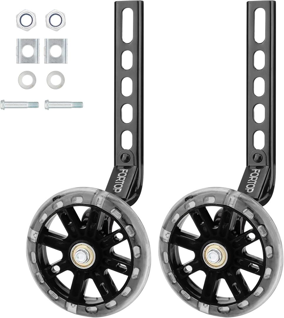 Bike Training Wheels, Pair of Heavy Duty Rear with Stabilizers Mounted Kit for Kids Boy Girls Bikes of Single Speed Bicycle with 12 14 16 18 20 Inch (Black)