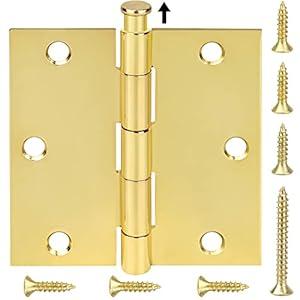 TICONN 30-Pack 3.5 Inch Door Hinges with Removable Pin, 3-1/ 2 x 3-1/ 2 Inch Iron Bifold Residential Doors Hardware (Square Corner, Polished Brass, 30 Pack) TICONN 30-Pack 3.5 Inch Door Hinges with Removable Pin, 3-1/ 2 x 3-1/ 2 Inch Iron Bifold Residential Doors Hardware (Square Corner, Polished Brass, 30 Pack)