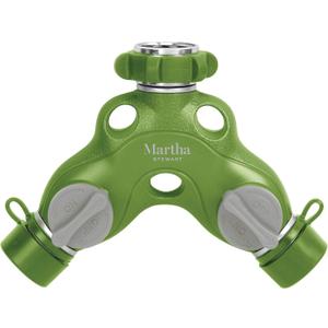 2 x Martha Stewart MTS-TA2M 2-Way Metal Body Heavy-Duty Garden Hose Tap Adapter Faucet Y-Splitter