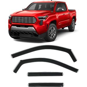 2024-2025 in-Channel Rain Guards Side Window Visor Deflectors for Toyota Tacoma SR SR5 TRD PreRunner Sport Off-Road i-FORCEMAX Limited Trailhunter Pro