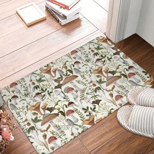 Mushroom Bath Mat, Bathroom Rug, Washable Microfiber Soft Doormats Shower Mat, Mushroom Home Decor Non-Slip Super Absorbent