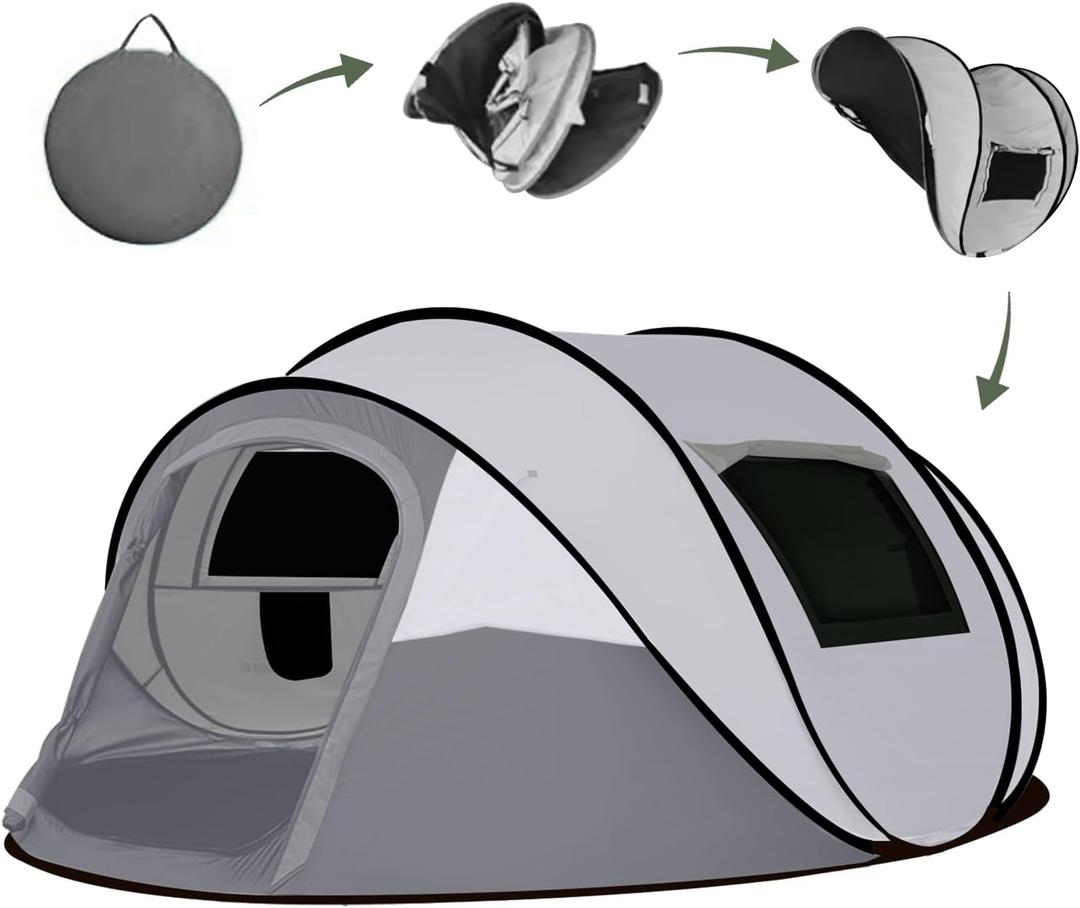 Instant Pop Up Camping Tent, 4-6 Person Tents,Automatic Set Up Tent in 3 Seconds,Waterproof Sunshade Family Tent,Portable Lightweight Dome Tent for Outdoor Camping,Hiking,Travel & Beach, Large