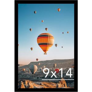 JCJMY 9x14 Picture Frame Black for Wall Hanging, Wall Mounting Horizontally or Vertically, 9 x 14 Wall Gallery Poster Photo Frame with Shatter Resistant Plexiglass, Black