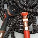 Pocket Hose Ballistic 50 FT Expandable Garden Hose w/Pocket Pivot Swivel Connector, Anti-Burst Sleeve Reinforced with Bulletproof Fiber, Lightweight, No-Kink, Compact, UV-Protected 