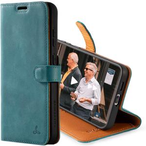 Snakehive Samsung Galaxy S23 Leather Case | Genuine Leather Wallet Phone Case with Card Holder | Flip Folio Case/Cover with Stand | Compatible with Samsung Galaxy S23 | (Teal)