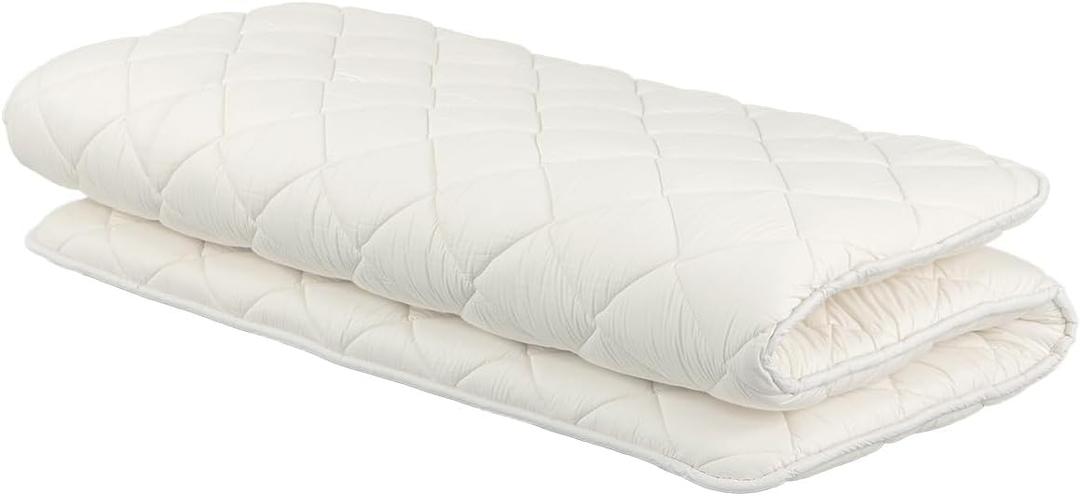 FULI Japanese Futon, Foldable & Portable Floor Lounger Bed, Roll Up Sleeping Pad, Shikibuton, Made in Japan (White, Full)