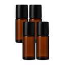 4Packs 50ml/1.76Oz Amber Glass Roller Bottles Refillable Roll On Containers with Plastic Roller Ball & Black Cap Leak-Proof Empty Essential Oil Bottles for DIY Perfume, Massage Oil, Aromatherapy