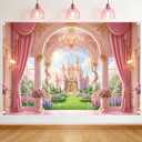 Princess Castle Palace Backdrop for Girl - 7x5 ft Pink Princess Birthday Party Supplies Pink Castle Backdrop for Wedding Baby Shower Decorations Little Princess Fantasy Fairyland Photo Booth Props