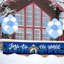 2 x Whaline Christmas Banner Decoration Set Joy To The World Xmas Banner Kit with 30Pcs Balloons Nativity Fence Banner with String Ribbon for Winter Holiday Party Home Decor Supplies, 33Pcs
