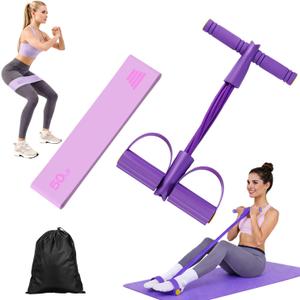 Resistance Bands with Handles, 6-Tube Foot Pedal, Natural Rubber Ankle Puller for Sit-ups & Full Body, Portable Home Gym Strength for Legs, Arms.