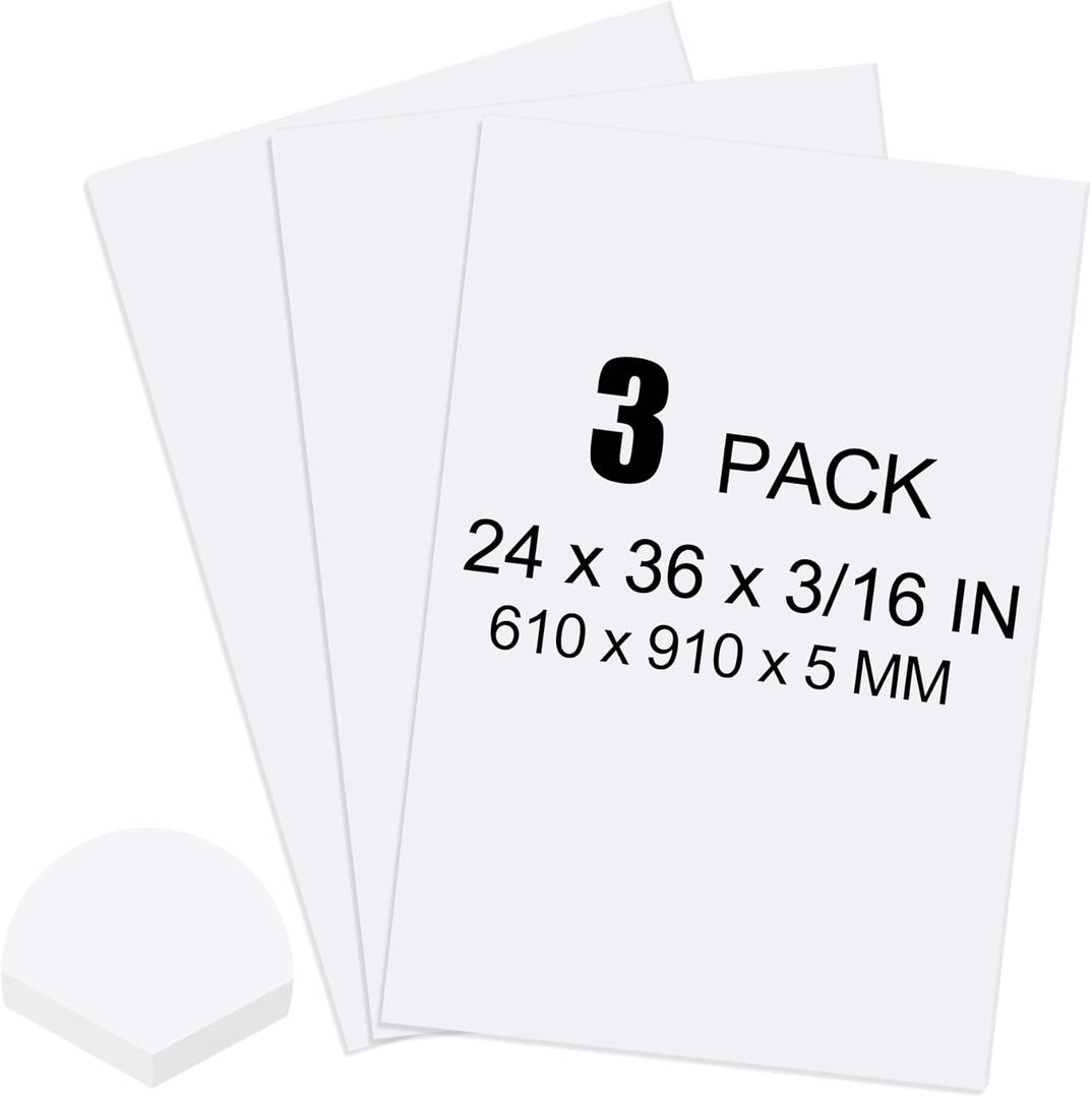 ToLanbbt 3 Pack White Foam Board, 24 x 36 x 3/16" Thick Foam Core Acid Free Poster Foamboard for Art Craft Projects, Painting, Displaying, Signage, Wedding, School