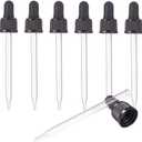 PH PandaHall 18-410 Glass Eye Droppers for Essential Oil, Set of 12 Pressure Rotating Cover Oil Droppers Pipettes Roller Tops for 100ml Dropper Bottles, Perfume, 12.5x2.16cm, Inner diameter 1.93cm