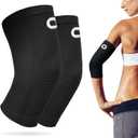Elbow Brace for Women & Men (Pair) Elbow Compression Sleeve for Tendonitis, Tennis Elbow & Golfers Elbow Arm & Elbow Support for Arthritis, Bursitis, Weightlifting & Pain Relief (Black, XS)